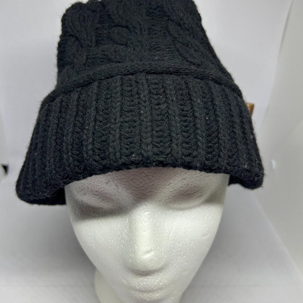 Nine West Black Wool Knit Cap w/Accent